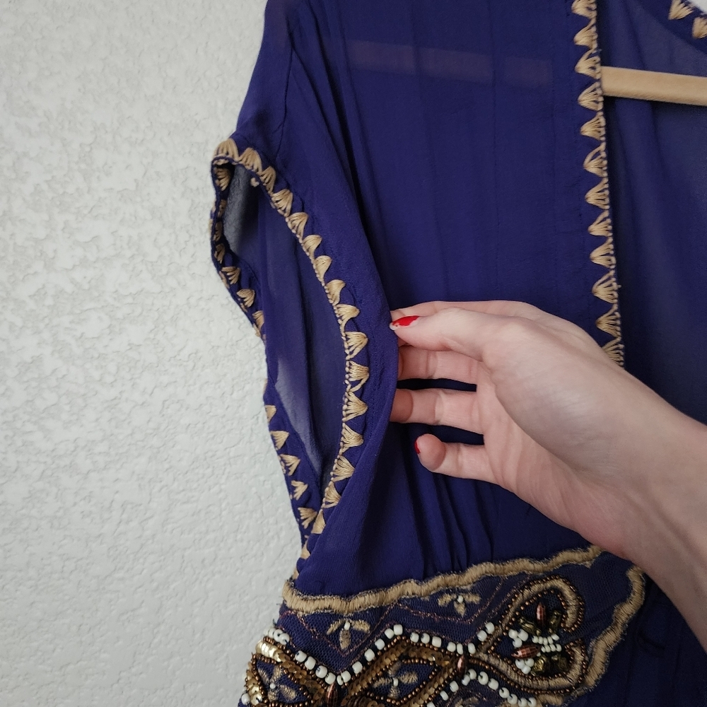 GRACE CONTINENTAL silk beaded embroidered blouse in purple NEW - Picture 5 of 10